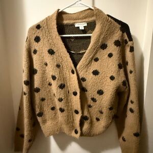 Topshop Tan and Black Polka Dot Cardigan